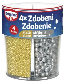 Dr. Oetker Zdobení 4 druhy zlaté/stříbrné