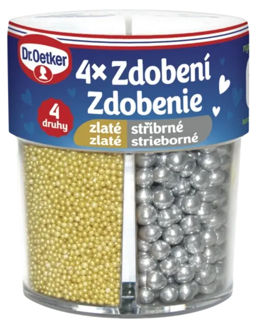 Dr. Oetker Zdobení 4 druhy zlaté/stříbrné