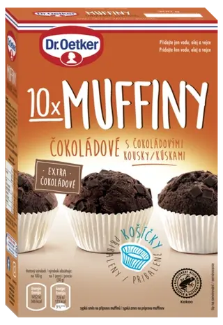 Muffiny čokoládové s čokoládovými kousky Dr. Oetker