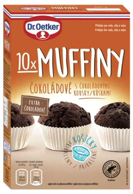 Muffiny čokoládové s čokoládovými kousky Dr. Oetker