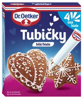 Tubičky bílé 4 ks Dr. Oetker (1ks je součástí balení Perníková chaloupka Dr. Oetker)
