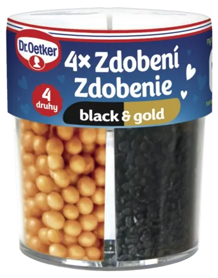 Zdobení 4 druhy black&gold Dr. Oetker