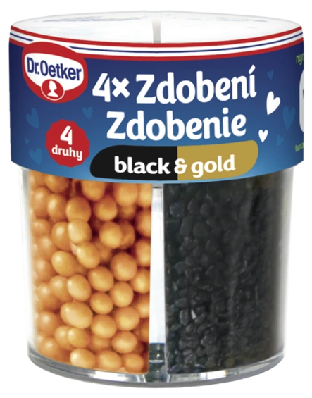 Zdobení 4 druhy black&gold Dr. Oetker